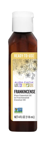 Aura Cacia: bouteille encens prête à l’emploi pour soins quotidiens.