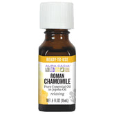 Aura Cacia camomille romaine dans huile de jojoba, flacon elegant pour aromatherapie douce.