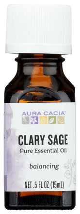 Aura Cacia Clary Sage – flacon huile pure pour diffusion et détente
