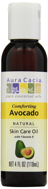Aura Cacia huile soin peau avocat – flacon élégant prête à l'hydratation.