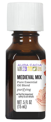 Aura Cacia Medieval Mix, bouteille 15 ml, diffusion aromatique pour ambiance maison.