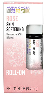 Aura Cacia Rouleau Rose – flacon visible avec parfum floral apaisant.