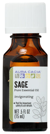 Bouteille Aura Cacia Sage — huile essentielle pour diffusion et bien-être.