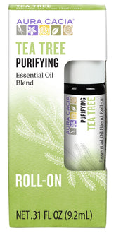 Aura Cacia Roll-on Arbre à Thé – applicateur sur peau pour une purification ciblée.