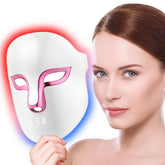 Masque Auxoliev LED visage, lumière rouge et bleue pour une routine soin à domicile.