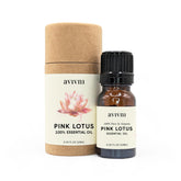 Huile essentielle Avivni Lotus Rose, bouteille 10 ml prête pour l'aromathérapie et les soins.
