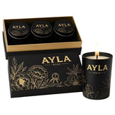AYLA ROSE – Trio de bougies soja avec emballage métallique pour une déco chic
