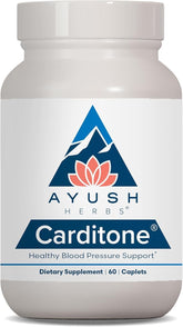 Carditone Ayush Herbs, bouteille-caplets-ensemble: soutien potentiel à la vitalité et à la circulation.