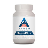 Ayush Herbs Neem Plus – bouteille montrant le flacon et soutien digestif naturel.