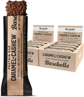 Barre Barebells Caramel Cashew dans son emballage, snack pratique à emporter.