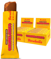 Barebells barre protéinée Caramel Choco emballage pratique pour snack rapide après l'entraînement.