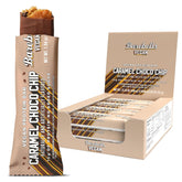 Barebells Barres protéinées véganes Caramel Choco Chip, texture riche et gourmande, énergie en déplacement.
