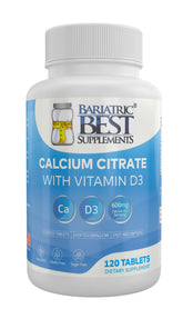 Bariatric Best Calcium Citrate avec D3, bouteille de comprimés, soutien des os et de la fonction musculaire.