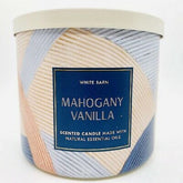 Bougie Bath & Body Works White Barn Mahogany Vanilla, ambiance chaleureuse avec flamme triple.