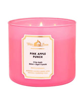 Bougie White Barn 3-wick Bath & Body Works Pomme Rose Punch pour une ambiance fruitée durable.