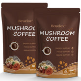 Bcuelov Café champignons adaptogènes 6-blend, énergie soutenue et concentration naturelle.