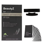 BeautyZ bandes blanchissantes PAP et charbon sur l emballage indiquant une solution douce
