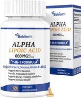 Bebien fit acide alpha-lipoïque 600 mg et CoQ10, bouteille pour soutien nerveux potentiel.