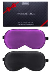 BeeVines masque sommeil soie Mulberry noir 2-pack bloque la lumière pour repos profond