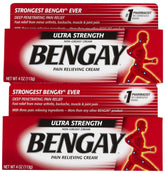 Bengay fort crème non grasse en tube, prête à l’emploi pour zones douloureuses après l’effort.
