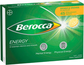 Berocca Energy tablettes effervescentes mangue-orange, pour énergie quotidienne.