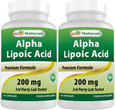 Best Naturals Acide alpha-lipoïque 200 mg – bouteille avec gélules faciles à intégrer à la routine