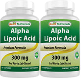 Best Naturals Acide Alpha-Lipoïque 300 mg dans une bouteille pratique pour usage quotidien.