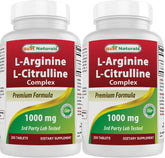 Best Naturals L-Arginine L-Citrulline Complex, flacon, dosage pratique pour les suppléments quotidiens