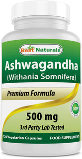 Best Naturals Ashwagandha gélules bouteille 500 mg et design simple au calme