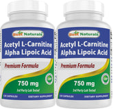 Best Naturals Acetyl L-Carnitine et Acide Alpha-lipoïque, bouteille pratique pour le quotidien.
