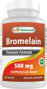 Best Naturals Bromelaïne: bouteille de 120 comprimés prête pour la digestion quotidienne.
