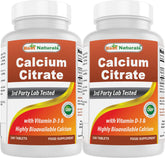 Best Naturals Calcium Citrate: bouteille 240 tablettes pour soutien osseux quotidien.