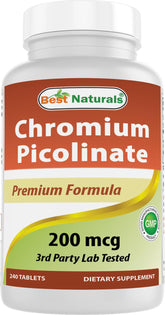 Best Naturals Chromium Picolinate: comprimé, flacon ouvert, praticité pour la routine quotidienne