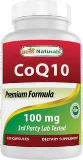 Best Naturals COQ10 100 mg - bouteille et présentation du produit, utilisation possible quotidiennement.