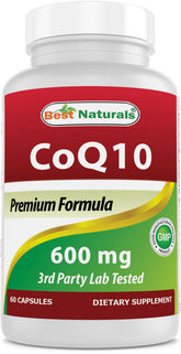 Best Naturals CoQ10 600 mg capsules-bouteille, présentation pratique pour une utilisation quotidienne.