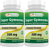 Best Naturals extrait gymnema-sylvestre 500 mg: bouteille avec capsules végétariennes pratiques