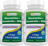 Best Naturals Glucosamine Chondroitine MSM, soutien quotidien des articulations et mobilité.
