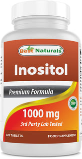 Best Naturals Inositol comprimé 1000 mg, dosage quotidien pratique.