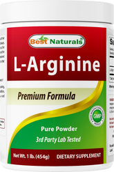 Best Naturals L-Arginine Poudre dans la bouteille, prête à l'emploi.