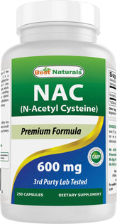 Best Naturals NAC: bouteille pratique, dosage 600 mg par gélule pour routine quotidienne.