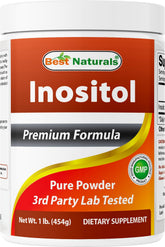 Best Naturals Pure Inositol poudre dans la bouteille, pureté et traçabilité garanties.