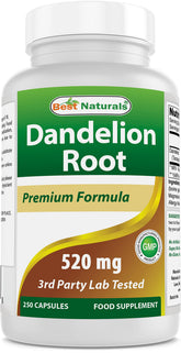 Best Naturals racine pissenlit 520 mg – bouteille prête à l’emploi pour routine quotidienne.