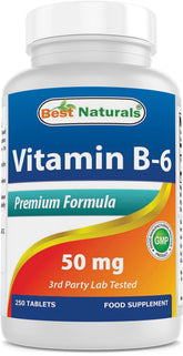 Best Naturals Vitamine B6 50 mg, bouteille, soutien potentiel énergie et vitalité