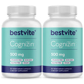 BESTVITE Cognizin montre des gélules de 500 mg pour concentration et mémoire potentielles.