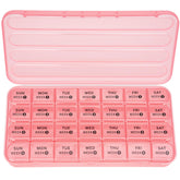 Betife Organisateur mensuel de pilules en rose, planifiez un mois facilement.