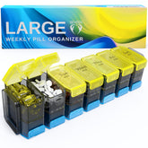 Organisateur BEXEEN XL avec compartiments AM/PM ouverts, pratique pour distinguer les doses.