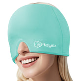 Cap Beyio relief migraine 360 bleu, couverture complète autour du crâne.