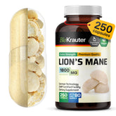 BIO KRAUTER Lions Mane, emballage visible, gélules 1800 mg pour un soutien potentiel à la concentration
