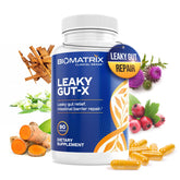 BioMatrix Leaky Gut-X, bouteille versante, soutien potentiellement la barrière intestinale et le confort digestif.