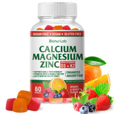 Gummies BionerLab Calcium-Magnésium-Zinc orange pour un soutien quotidien des os et du métabolisme.